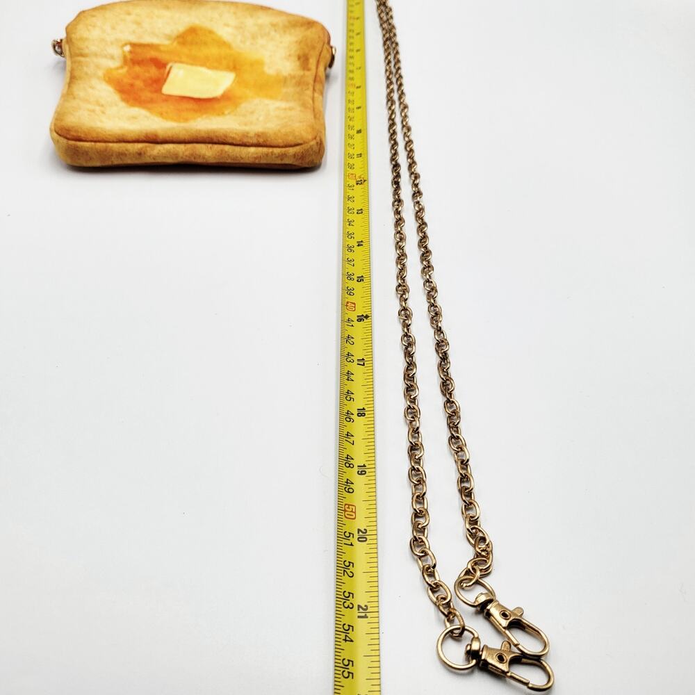 Belgian Boys Butter Toast Shape Zip Closure Chain Strap Shoulder Bag Food Foodie - Picture 8 of 8